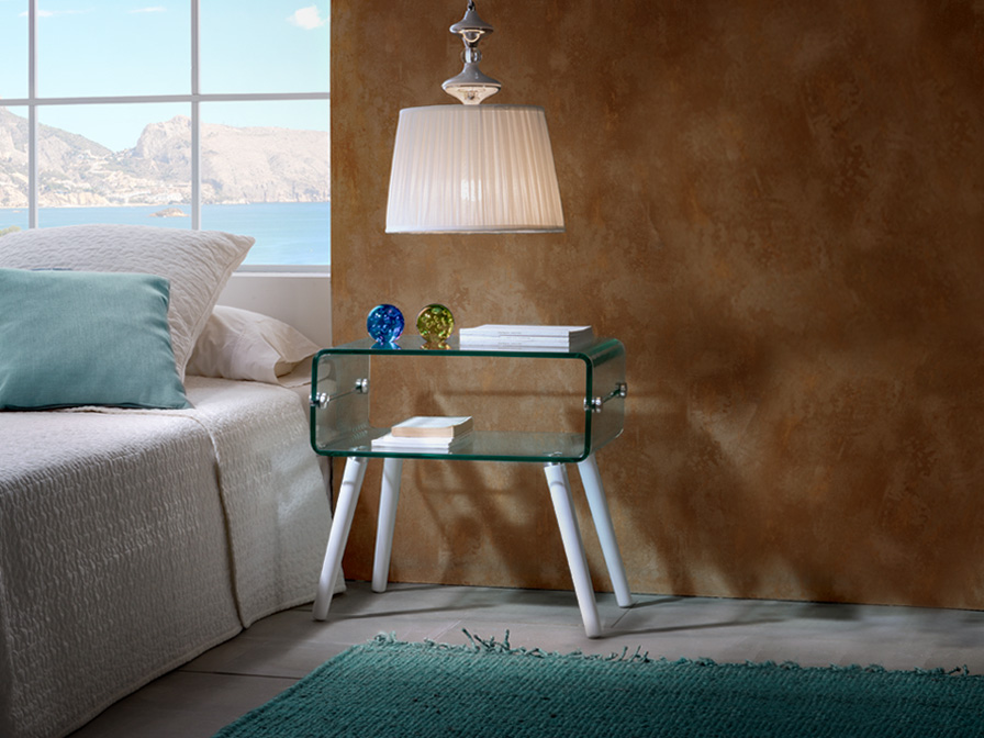 Schuller Furniture and decoration   552933  ·GLASS II·SIDE TABLE,WHITE LEG
