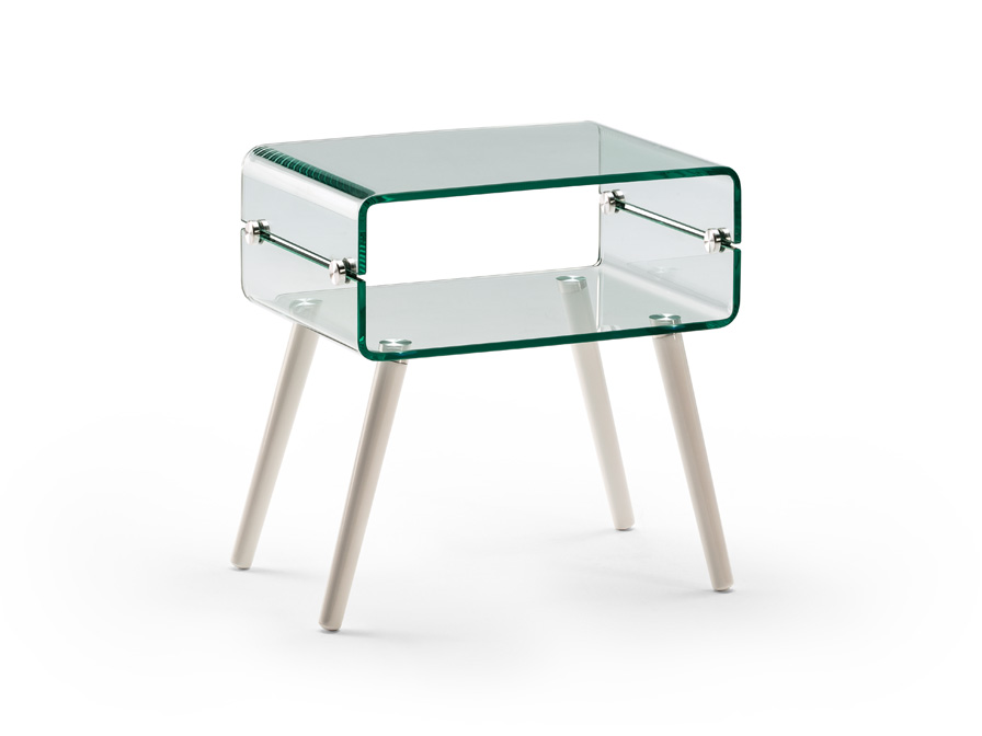 Schuller Furniture and decoration   552933  ·GLASS II·SIDE TABLE,WHITE LEG