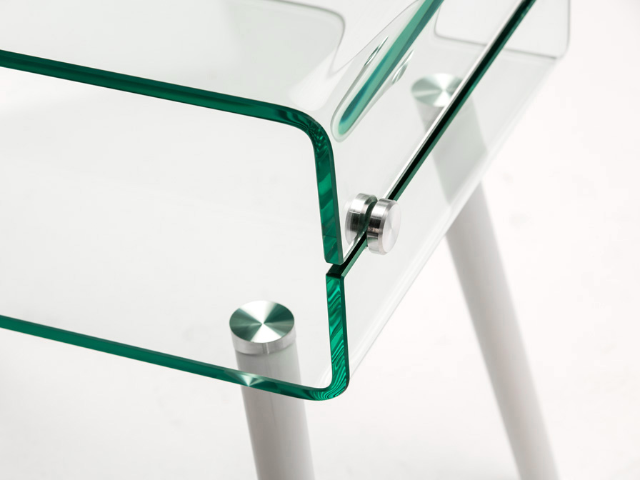 Schuller Furniture and decoration   552933  ·GLASS II·SIDE TABLE,WHITE LEG
