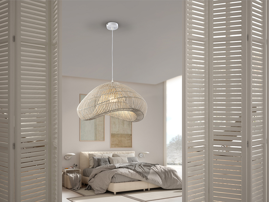Schuller Lighting 1 Light Pendants Sabah 567592  SABAH - LAMP WHITE RATTAN