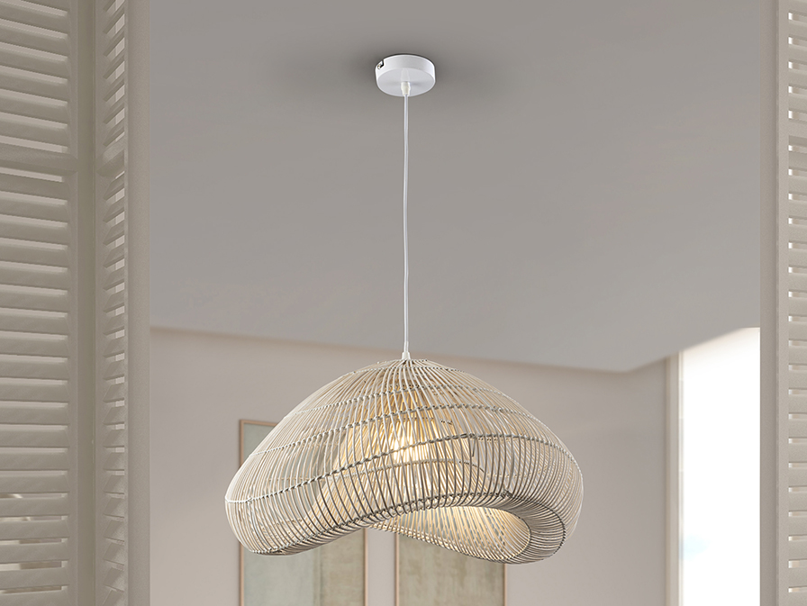 Schuller Lighting 1 Light Pendants Sabah 567592  SABAH - LAMP WHITE RATTAN