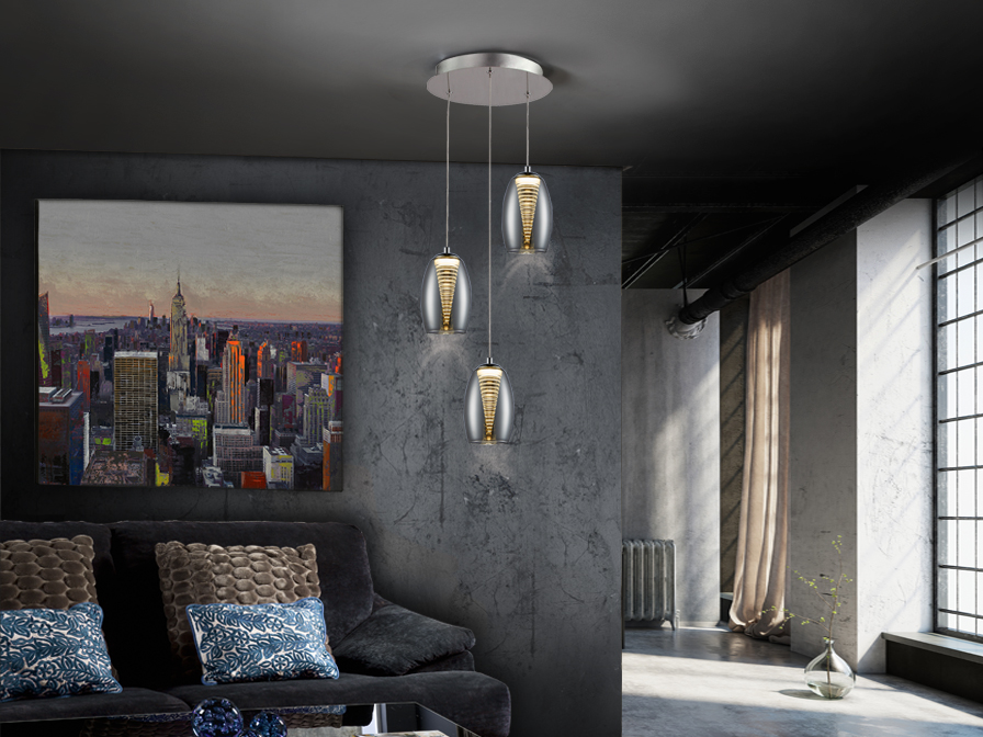 Schuller Lighting Pendants Nebula 584326  ·NEBULA· LAMP 3L. LED, CHROME