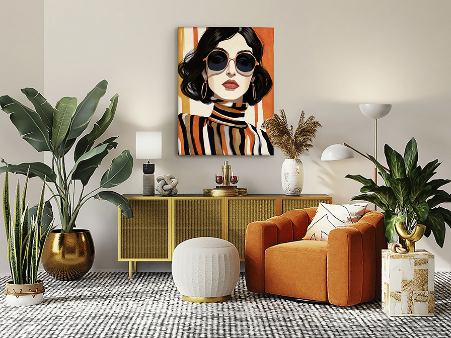 Schuller Decoration,mirrors and.. Paintings Orange 589475  ORANGE - ACRYLIC 90x120
