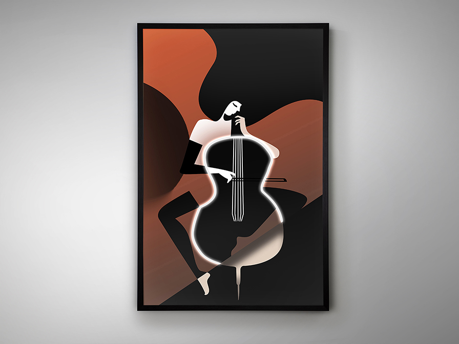 Schuller Decoration,mirrors and.. Paintings with Light Violonchelo 708197  CELLO - LED LIGHT FRAME 80x120
