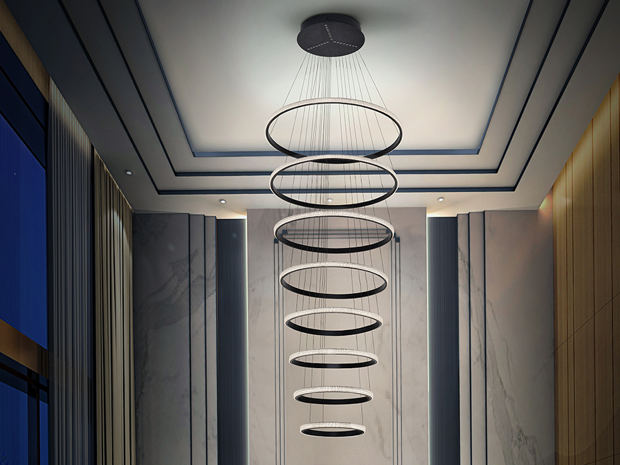 Schuller Lighting Large lamps Ring 717694D  ·RING· LAMP, 8 BLACK RINGS, DIMMABLE
