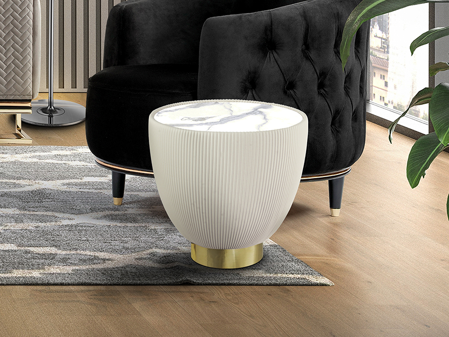 Schuller Decoration,mirrors and.. Side tables Candy 745420  CANDY - SIDE TABLE WHITE-BRASS