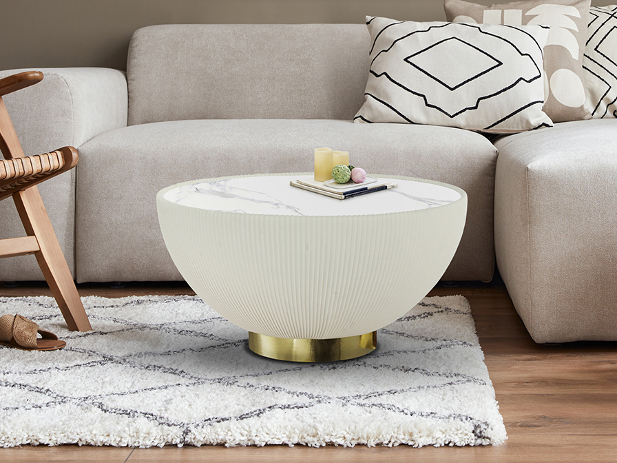 Schuller Decoration,mirrors and.. Side tables Candy 745529  CANDY - COFFEE TABLE WHITE-BRASS