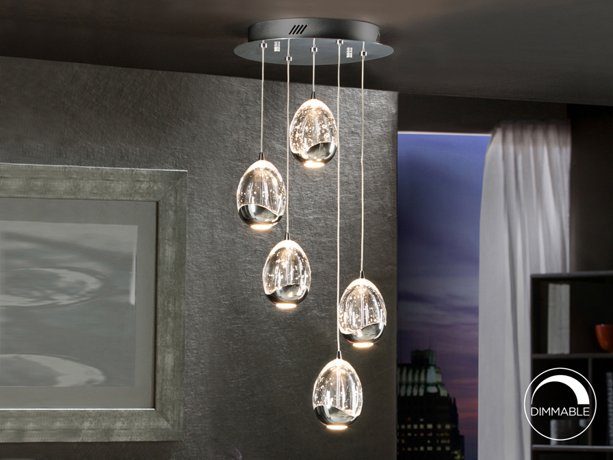 Schuller Lighting Pendants Rocio 783517  ·ROCIO· 5 LED LAMP, Ø30, CHROME