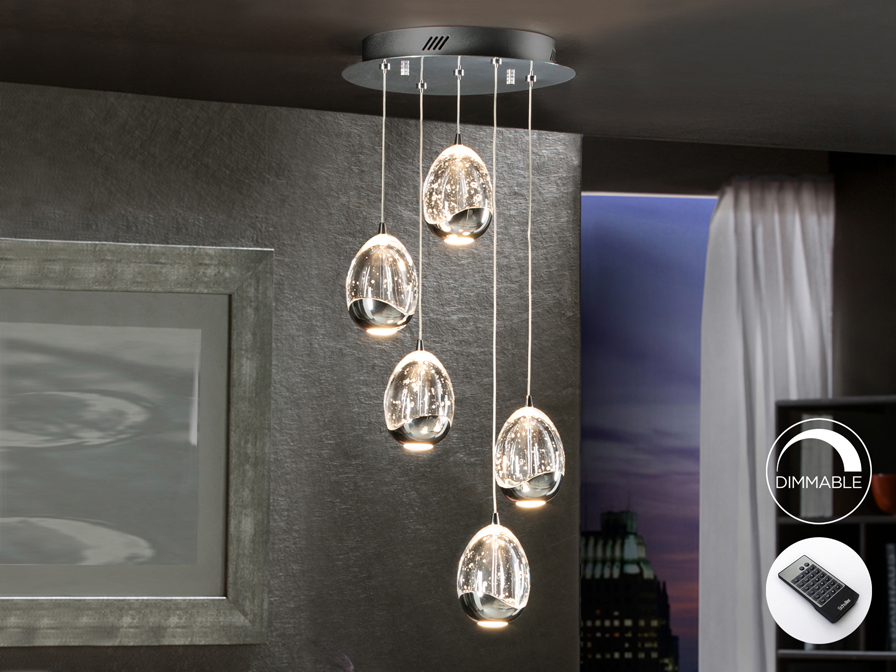 Schuller Lighting Pendants Rocio 783517D  ·ROCIO· LED LAMP, 5L, DIMMABLE, CHROME