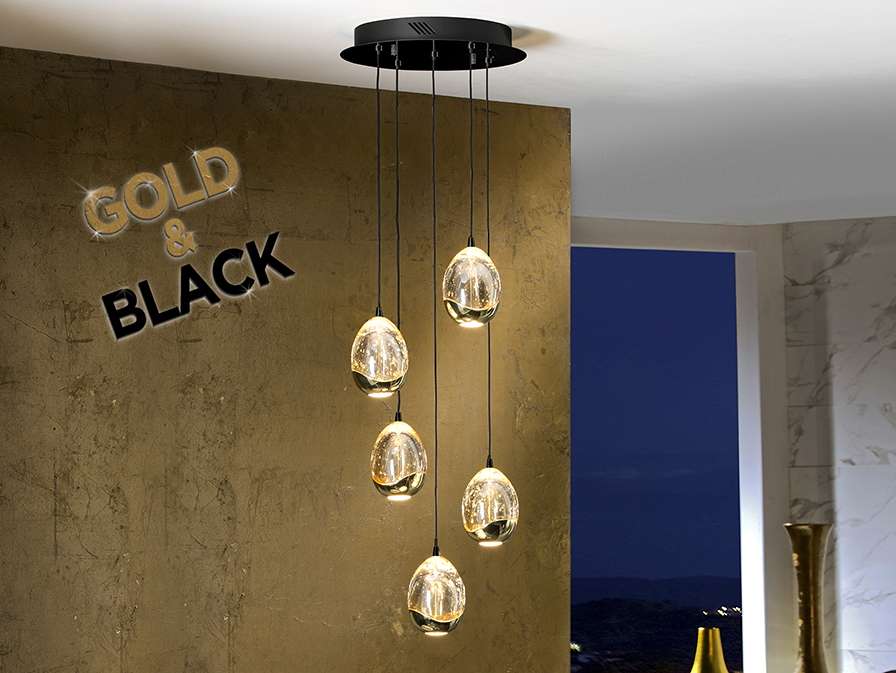 Schuller  Pendants Rocio 783590  ROCIO - BLACK-GOLD LAMP D30