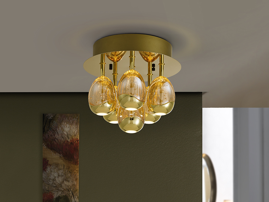 Schuller  Flush Ceiling Lamps Rocio 785549  ROCIO- CEILING LAMP 6L  GOLD DIMMABLE