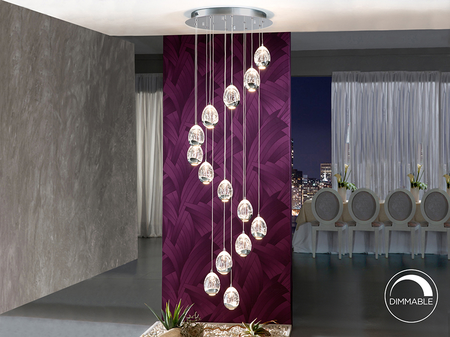 Schuller Lighting Pendants Rocio 785635B  ·ROCIO· LED LAMP, 14L., CHROME, DIMMABLE
