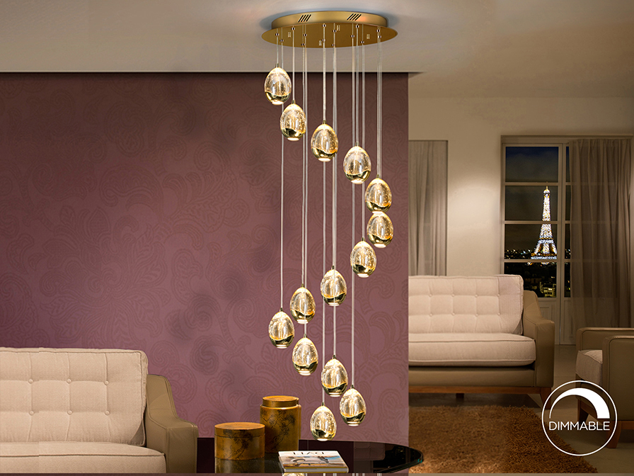 Schuller Lighting Pendants Rocio 785648D  ·ROCIO· LED LAMP DIMMABLE, 14L. GOLD