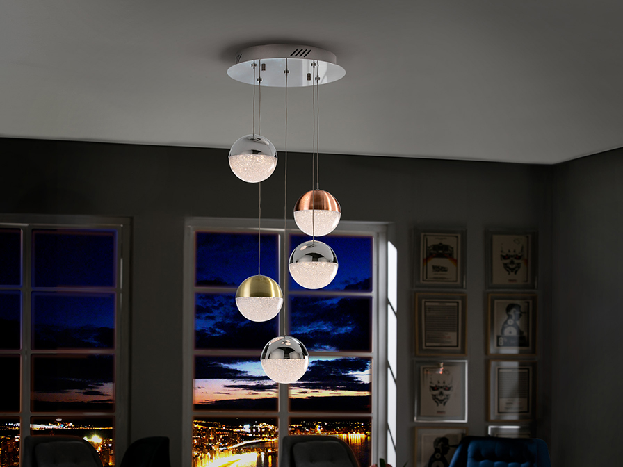 Schuller Ligthing Pendants Sphere 793534D  ·SPHERE· DIMMABLE LED LAMP Ø33, 5L.