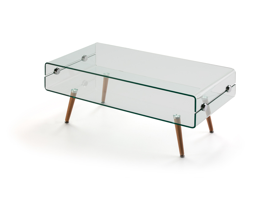 Schuller Furniture   842016  ·GLASS II· COFFEE TABLE, BEECHWOOD LEG