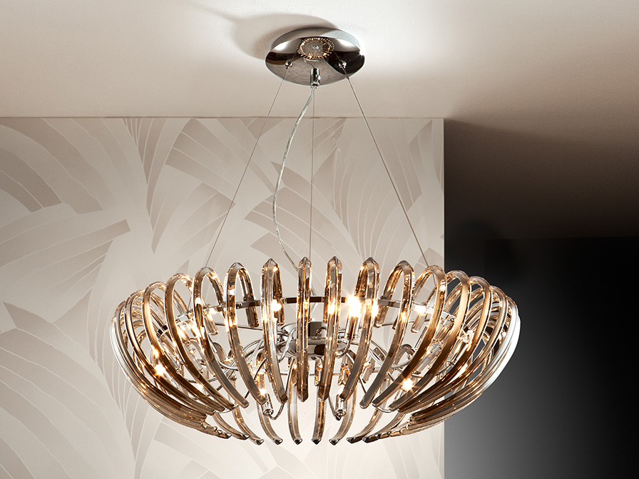 Schuller Ligthing Pendants Ariadna 876124D  ·ARIADNA· CHAMPAGNE LAMP 12L.DIMMABLE