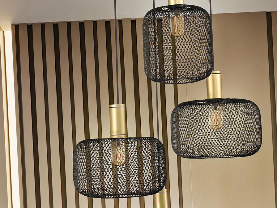 Schuller Lighting Pendants Osiris 910477  ·OSIRIS· LAMP 4L., GOLD-BLACK