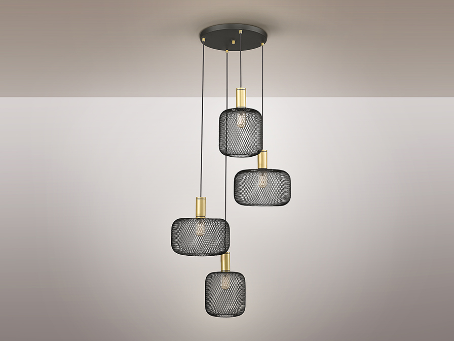 Schuller Lighting Pendants Osiris 910477  ·OSIRIS· LAMP 4L., GOLD-BLACK